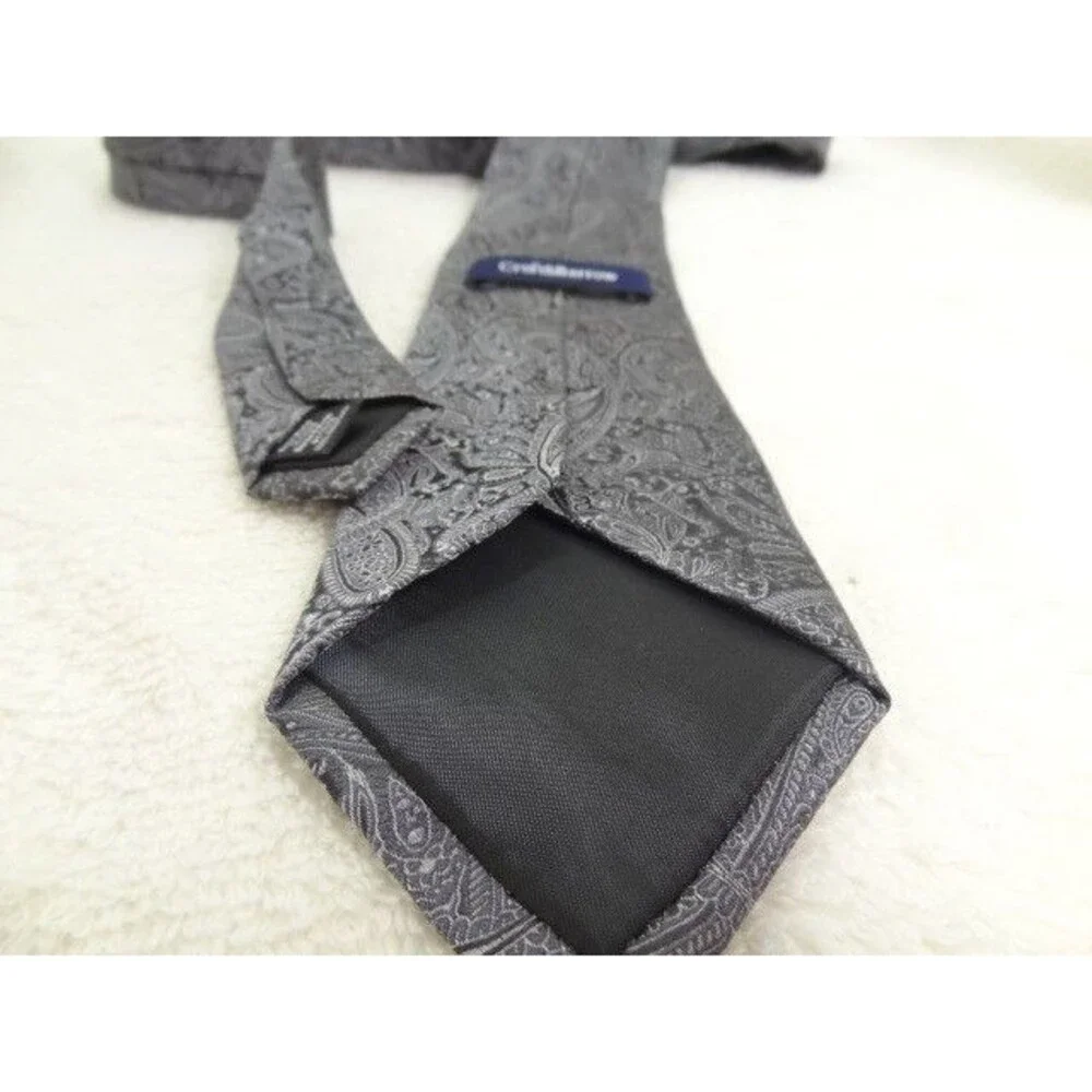 Classic Paisley Gray Black White croft and borrow Men's Tie Necktie